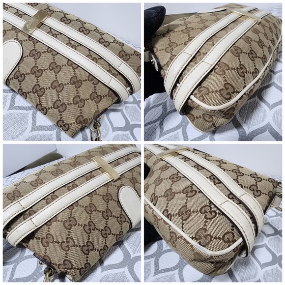 Authentic Gucci Horsebit Chain Flap Shoulder Bag Brown/Beige/Cream - Picture 8 of 15